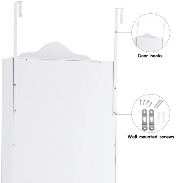 SUGIFT Wall Mounted Mirrored Jewelry Armoire Storage Organizer