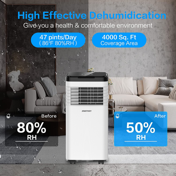 SUGIFT 8,000 BTU Portable Air Conditioner with Comfort Sense Remote and Window Kit, White, 1BR328K