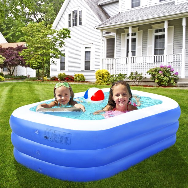 SUGIFT Inflatable Swimming Pool Family Above Ground PVC Outdoor Toy Pool for Kids, Babies, Adults, 120inW*70inD*22inH