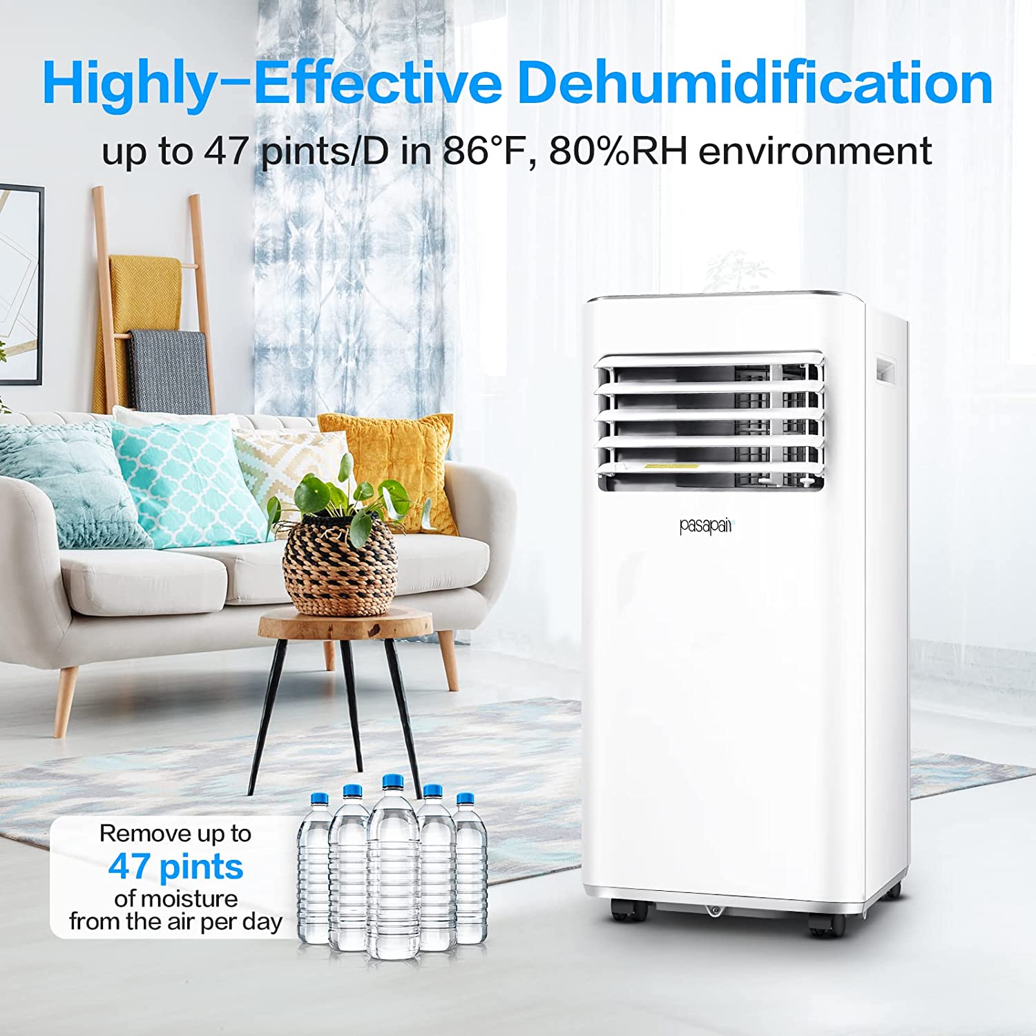 3-in-1 8000BTU Portable Air Conditioner Fan Remote Control Cools up to 160-200Sq.Ft 24 Hour Timer 61¨H-90¨H Quiet Operation for Home Office and Restaurant Include Window Kit