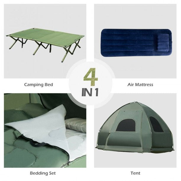Tent Cot 1-Person Folding Tent With Air Mattress And Sleeping Bag