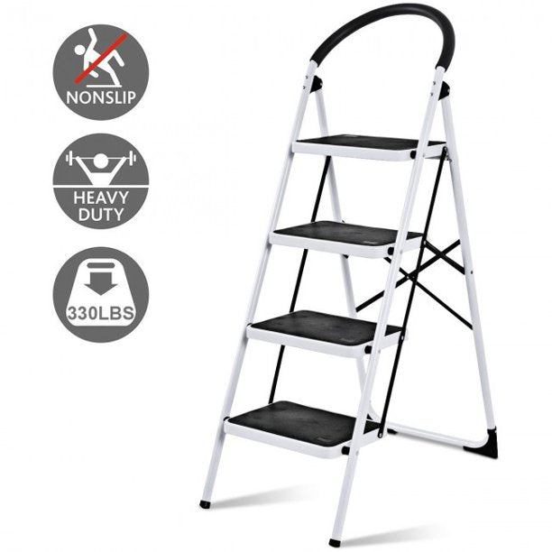 4 Step Folding Ladder with Anti-Slip Pedal Platform 330Lbs Capacity Step Stool