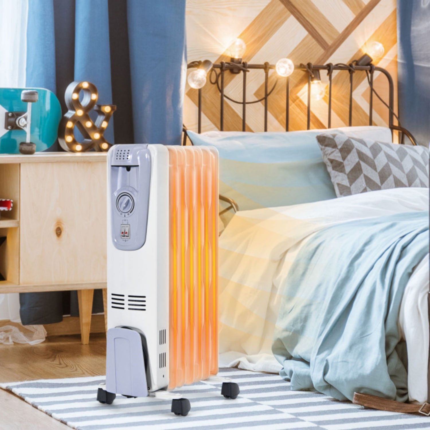 SUGIFT 1500W Oil Filled Radiator with Thermostat and 4 Bottom Wheels