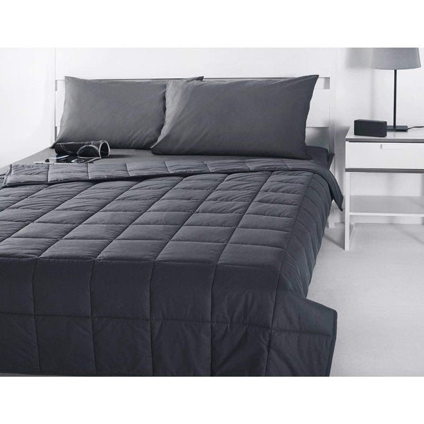 Adult Weighted Blanket£¨15lbs 60 inx80 in£©Cotton with Glass Beads - Dark Grey
