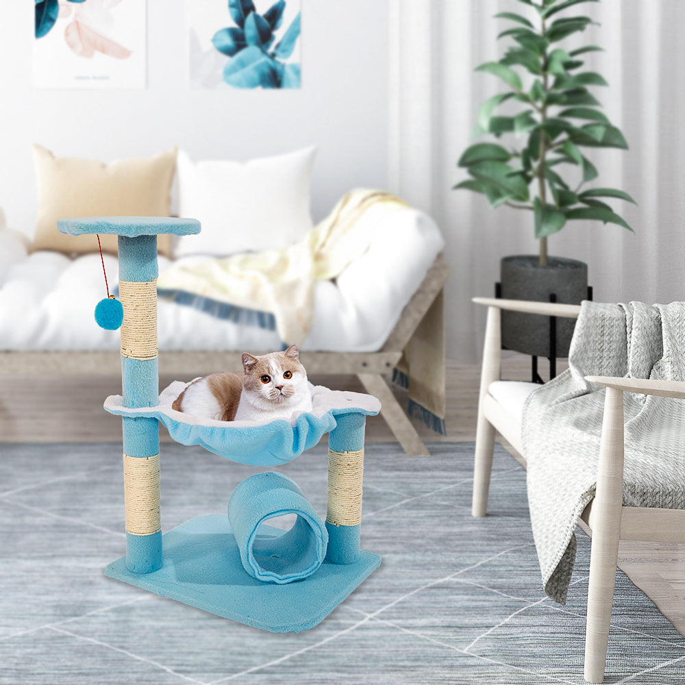SUGIFT 28-inch Cat Climbing Frame, Stable and Cute Sisal Cat Tree, Lamb Blue