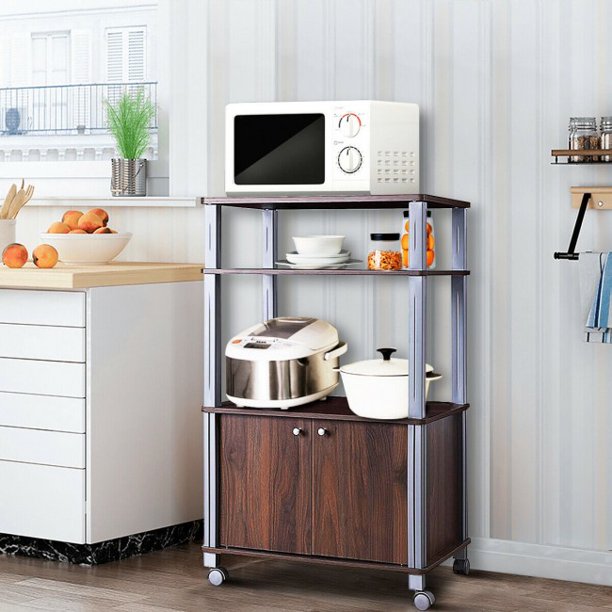 SUGIFT Storage Cart Microwave Rack Stand Rolling Storage Cart