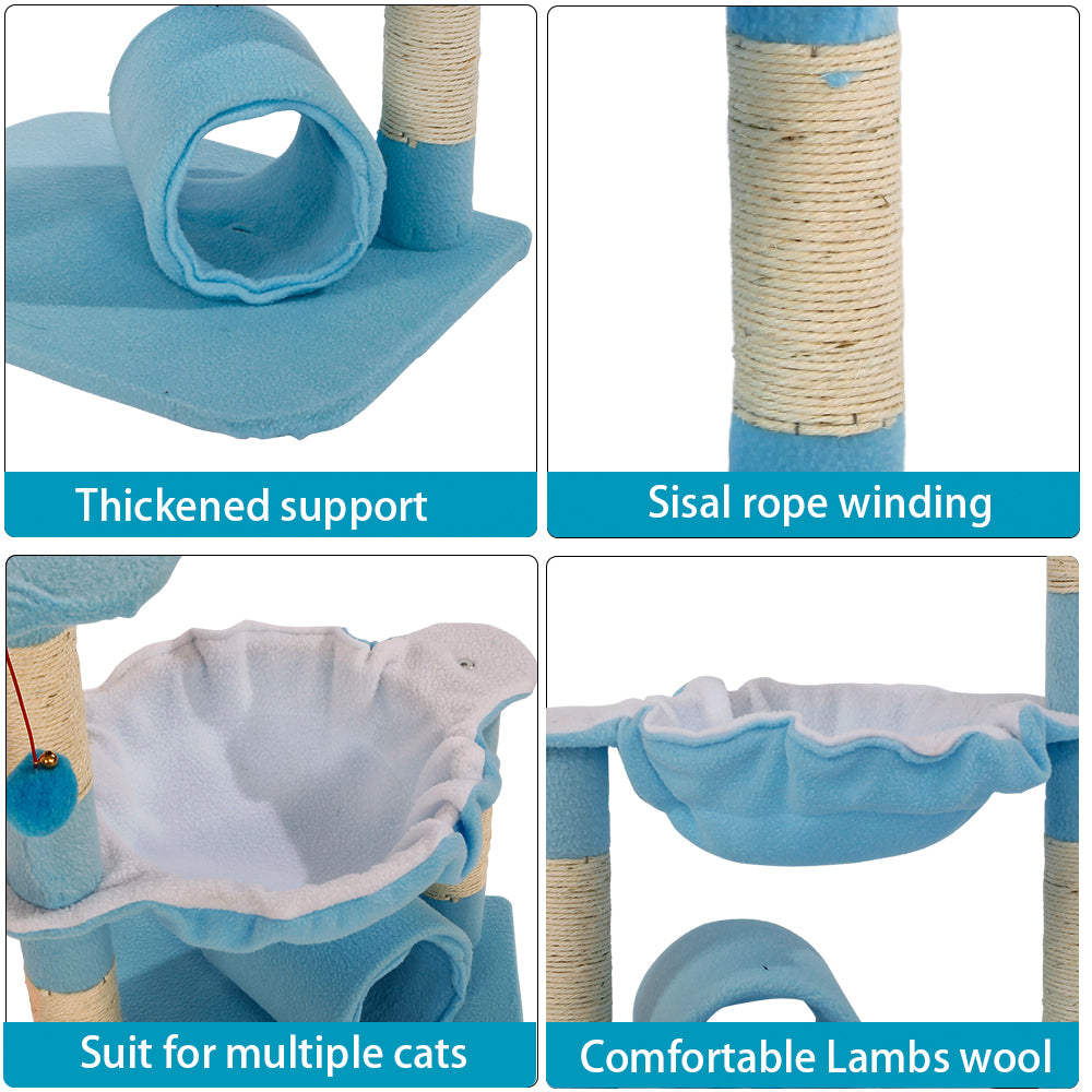 SUGIFT 28-inch Cat Climbing Frame, Stable and Cute Sisal Cat Tree, Lamb Blue