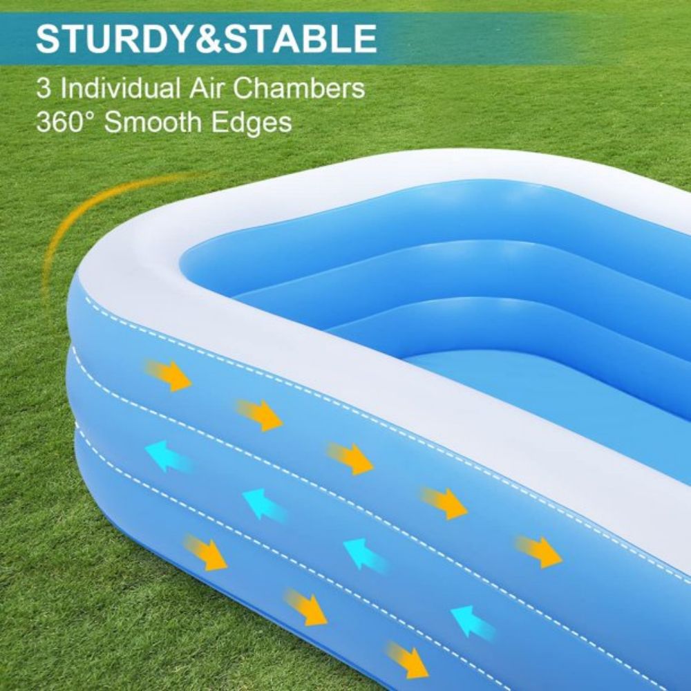 120 in. x 72 in. x 22 in. Rectangle Outdoor Full-Sized Inflatable Above Ground Kiddle Pool