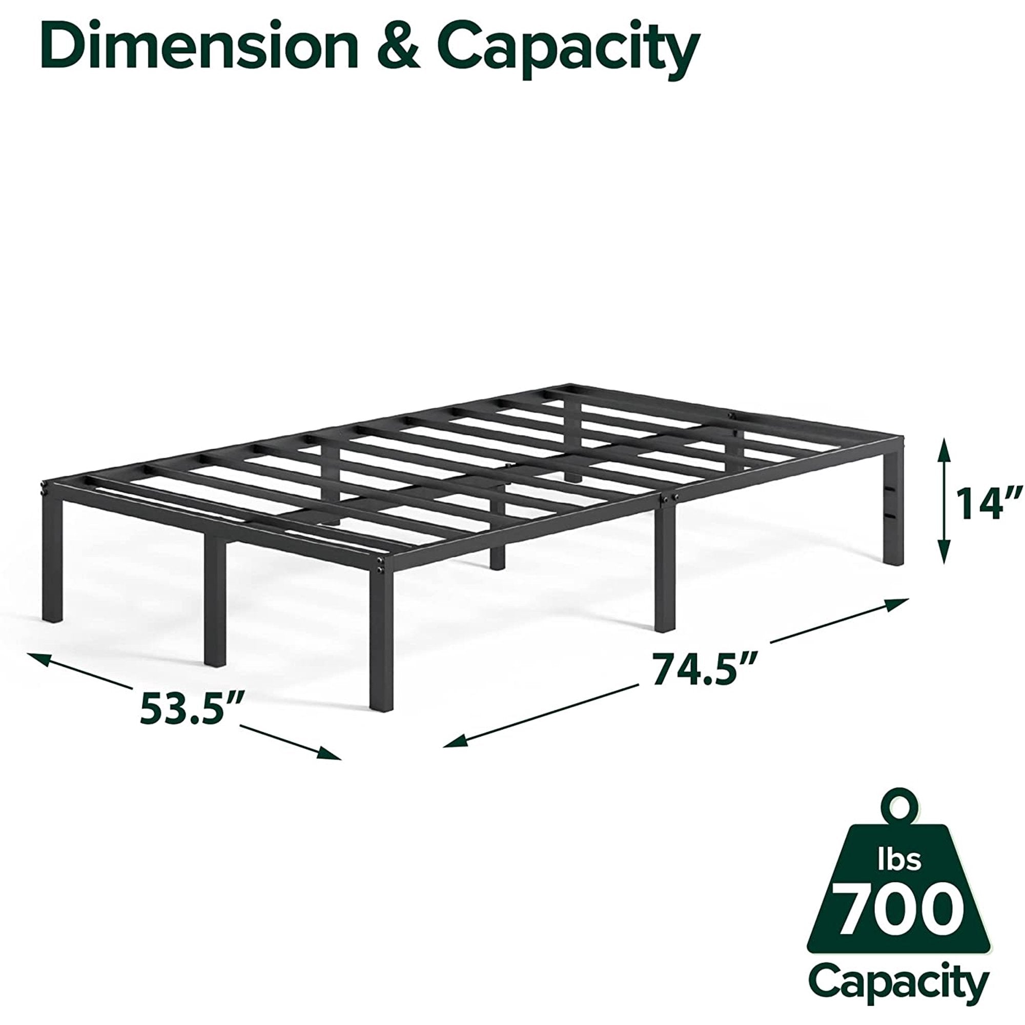 SUGIFT 14 Inch Metal Platform Bed Frame, Full