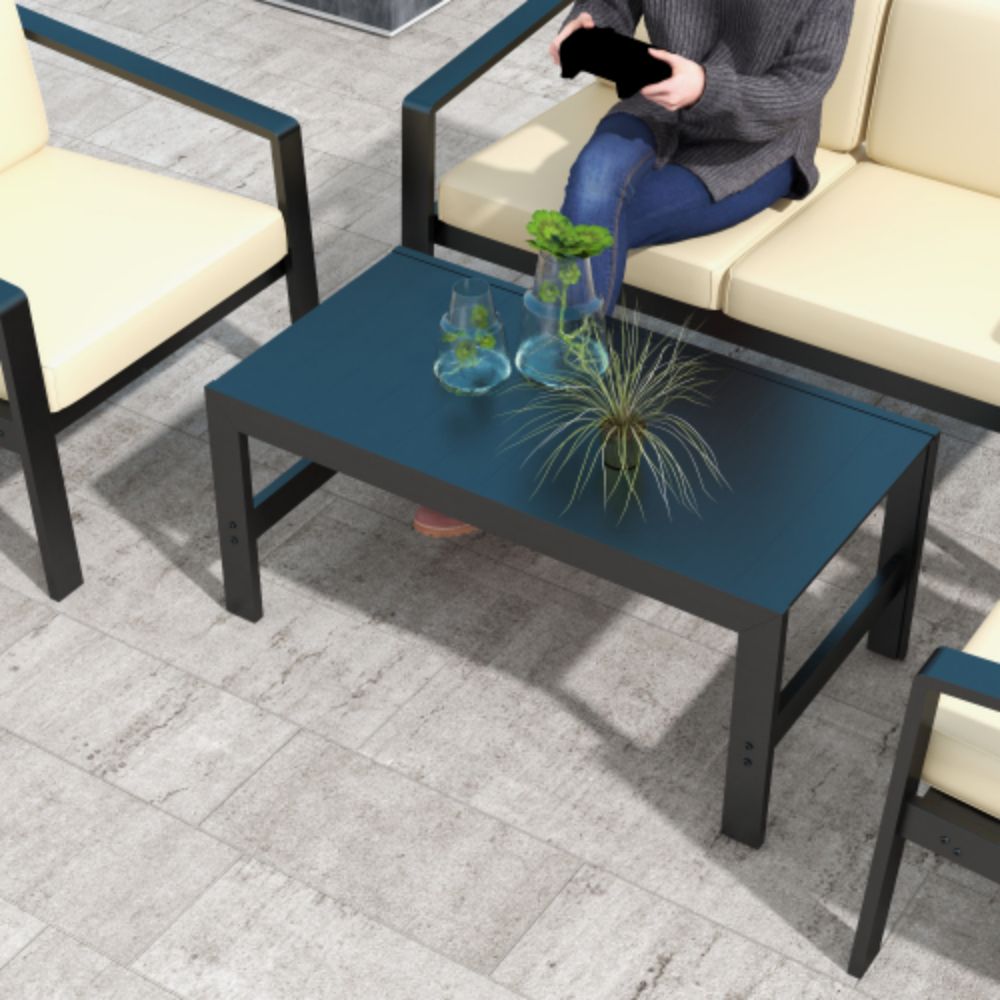 Aluminum Patio Outdoor Coffee Table in Black