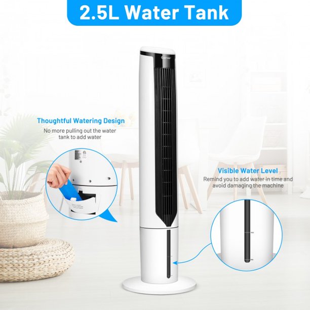 SUGIFT Air Cooler Tower Fan 70¡ã Oscillation Fan Portable 41 Inch 3 Modes 3 Speeds 9 Hours Timer Remote Panel Led Screen