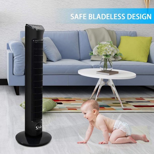 SUGIFT 32in Electric Oscillating Tower Fan, Remote Control, 7.5-hour Built-in timer, 9 different air flow