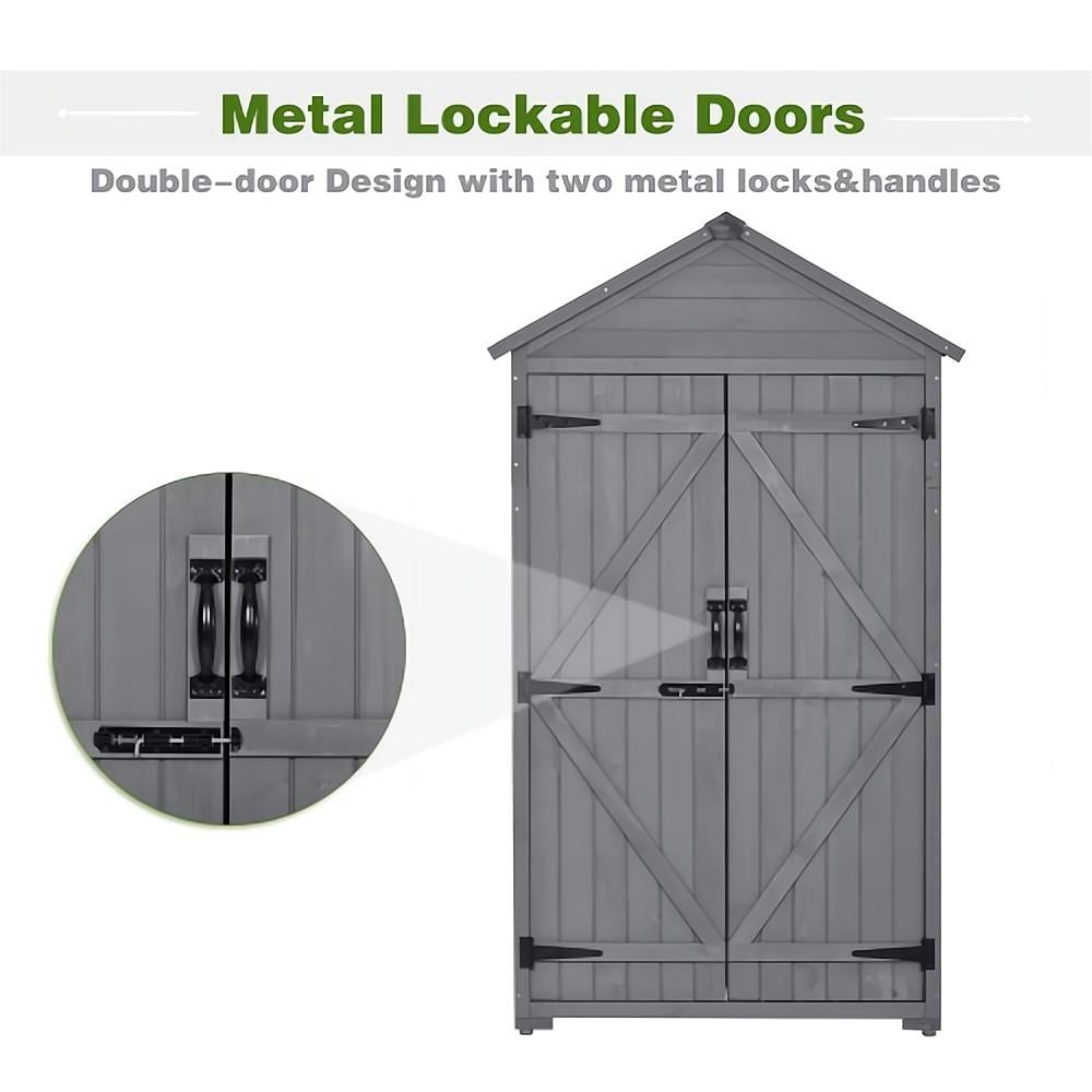 35.4 in. L x 22.4 in. W x 69.3 in. H Outdoor Wood Lean-To Storage Shed With Waterproof Asphalt Roof (5.5 sq. ft.)