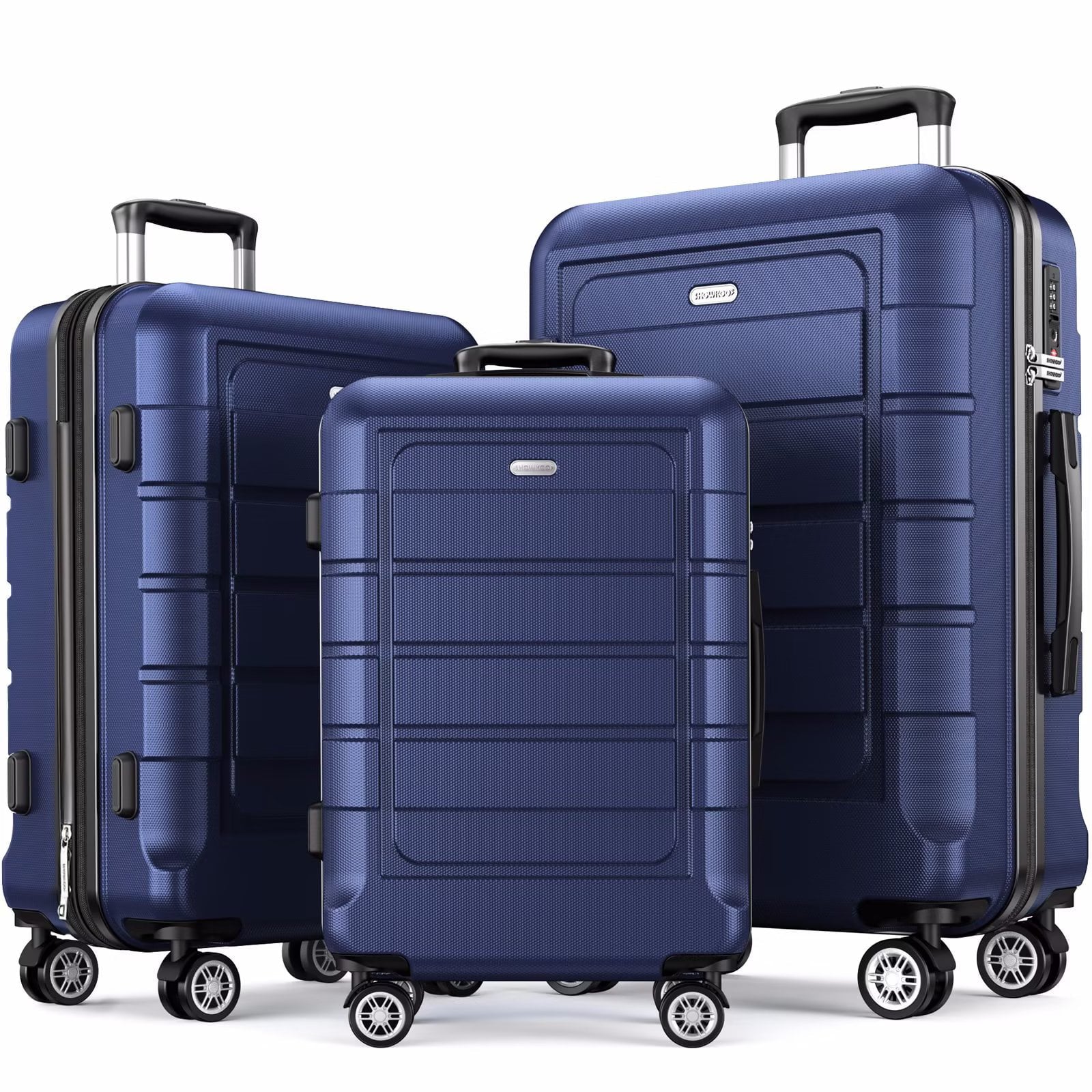 SUGIFT 3 Piece Luggage Set Expandable ABS Hard Shell luggage TSA Lock Hardside Double Spinner Wheels Suitcase BLUE