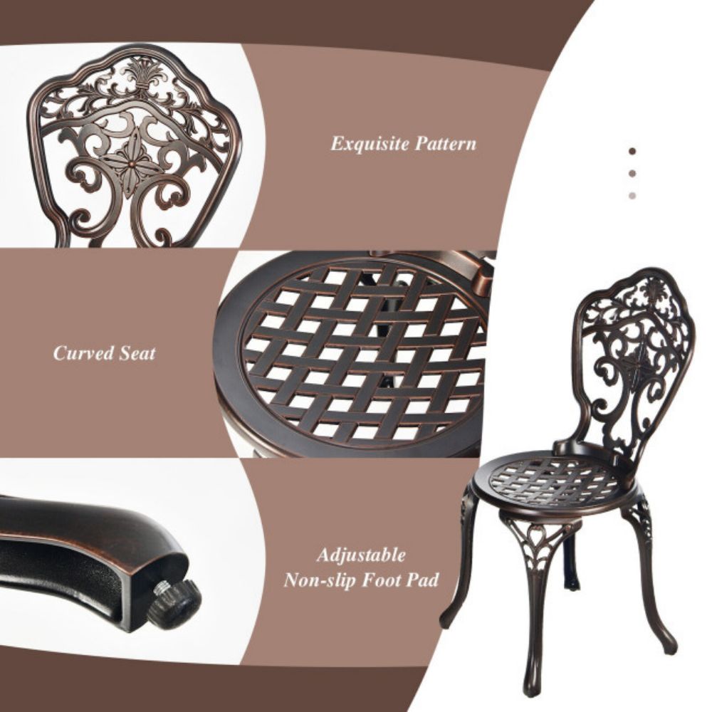 3-Piece Outdoor All-Weather Cast Aluminum Patio Bistro Set