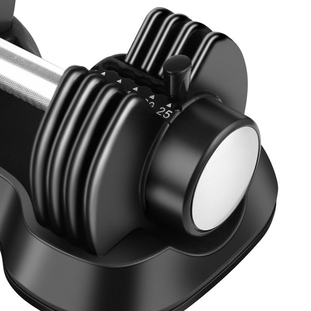 25 Lbs Adjustable Dumbbell , Adjust Weight by Turning Handle , Black , Single