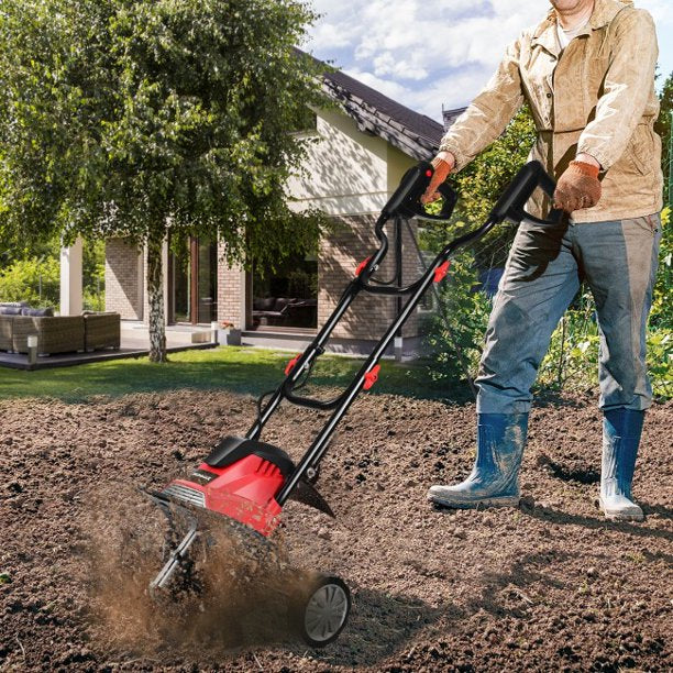 13.5 Amp Corded Electric Tiller and Cultivator 9-Inch Tilling Depth 14-Inch Tilling Width
