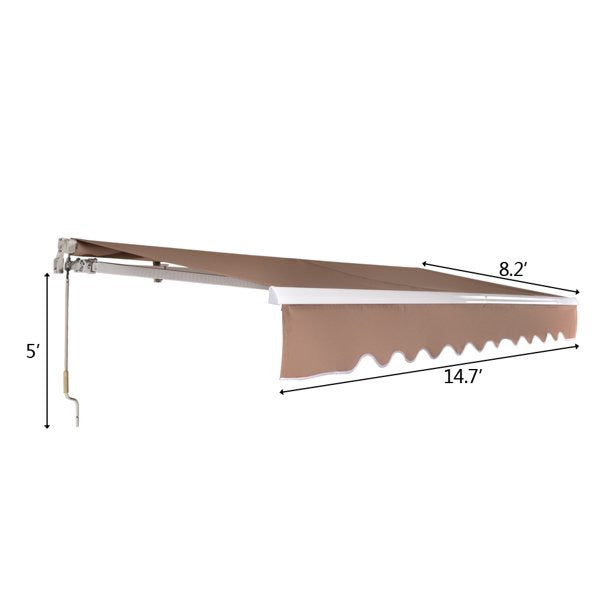 Luobod 13x8ft Retractable Patio Awning, Sun Shade Awning Cover, Sandy Color