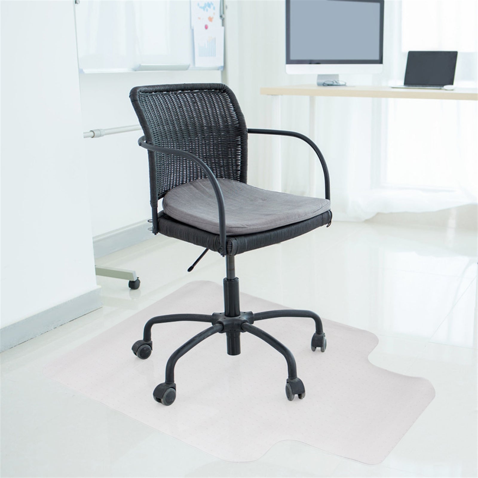 SUGIFT 36 x 48 inch Home Floor Chair Transparent Protective Pad, White PVC Floor Mat