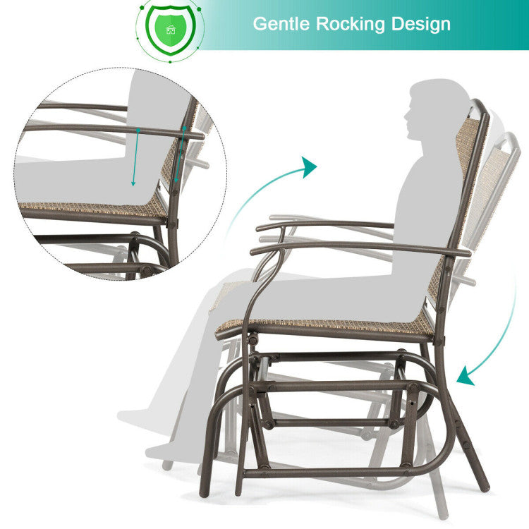 2-Person Brown Metal Outdoor Glider Chairs