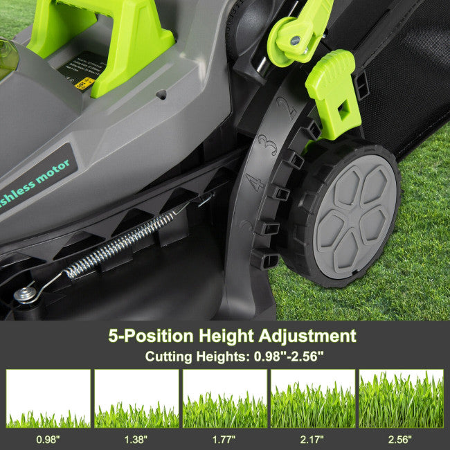 SUGIFT 13 Inch Cordless Lawn Mower with Brushless Motor, 4Ah Power Share Battery and 30L collection bag,Green
