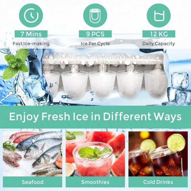 SUGIFT 26lbs Rapid Ice Maker for Countertop LCD Display£¬Ice Scoop,Green
