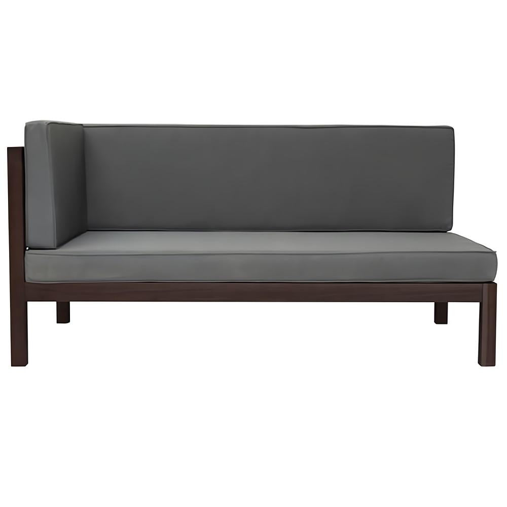 4-Piece Outdoor Wood Patio Backyard Sectional Seating Group with Gray Cushions and Table