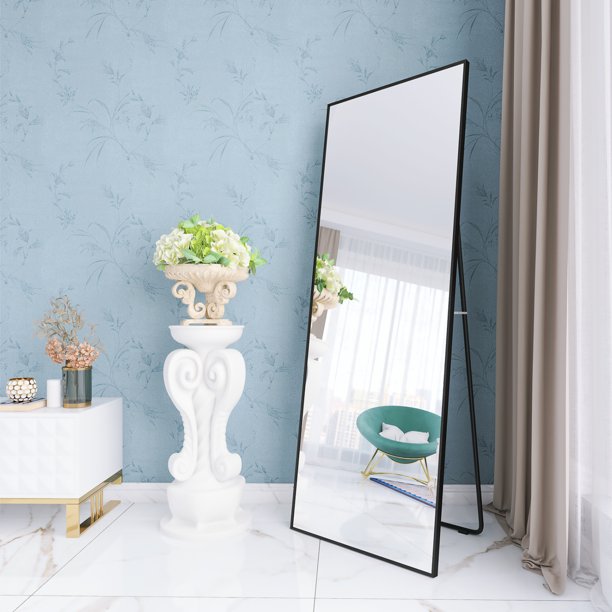 SUGIFT Full Length Mirror 65"x22 Floor Mirror Full Body Standing Mirror, Black