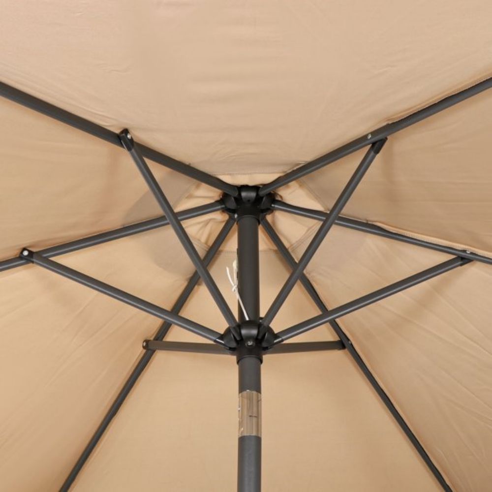 7.5 ft. Metal Outdoor Market Crank and Tilt Patio Umbrella in Beige
