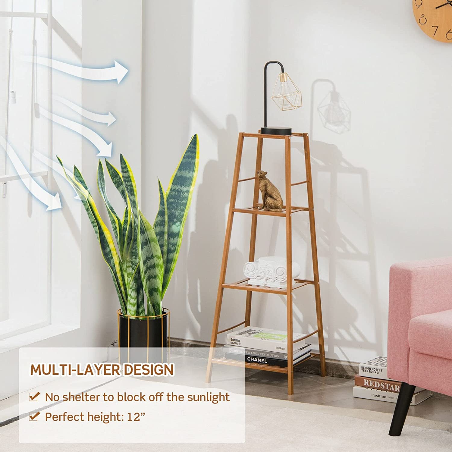 Indoor/Outdoor Brown Wood Plant Stand Display Holder (4-Tier)