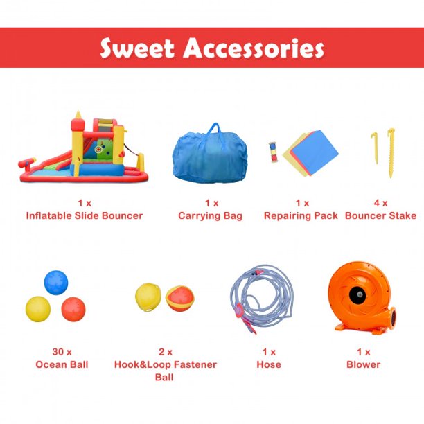 14 ft Inflatable Bounce House Blow Up Water Slide Bounce House with 740 W Blower