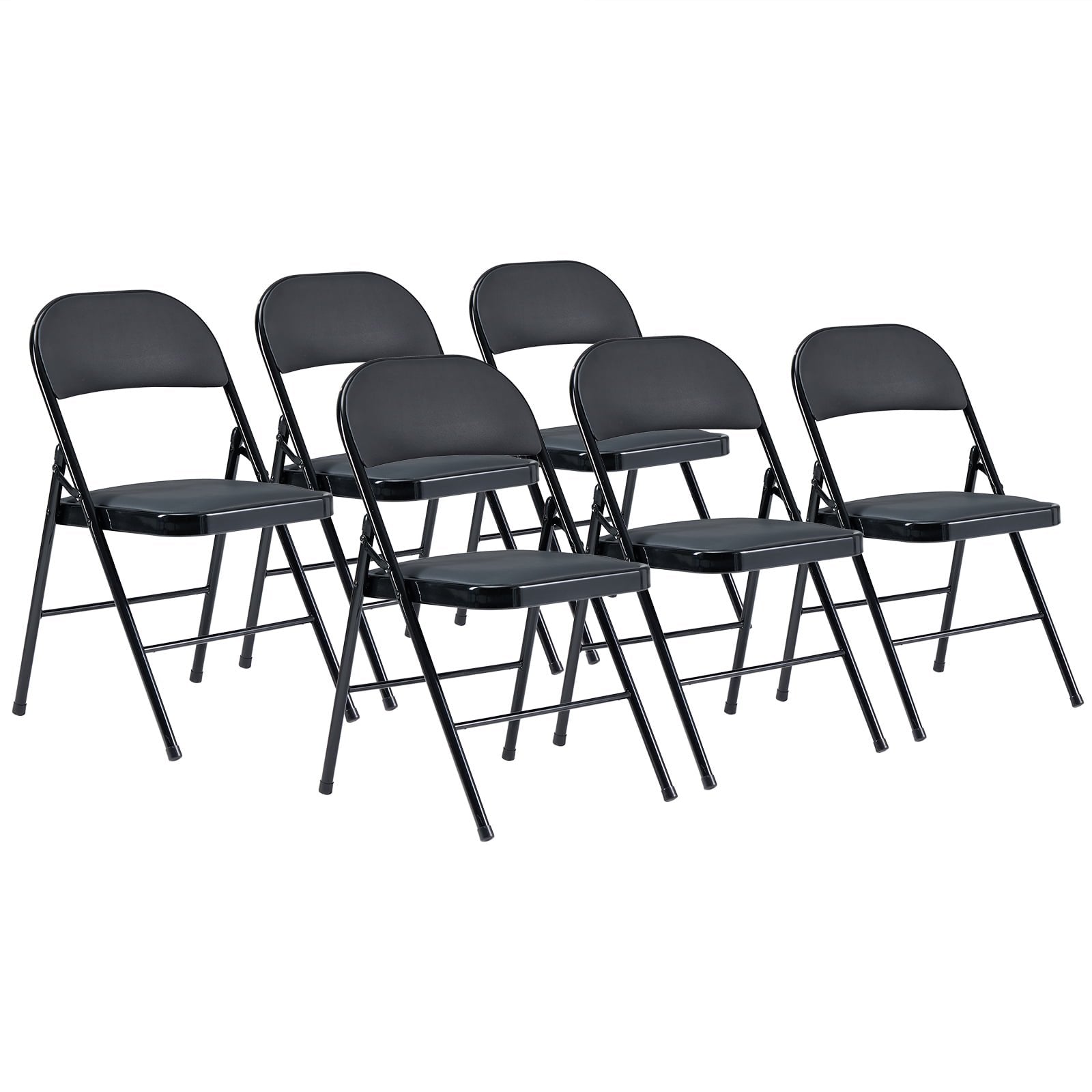 SUGIFT Padded Folding Chair, Black, 6 Pack