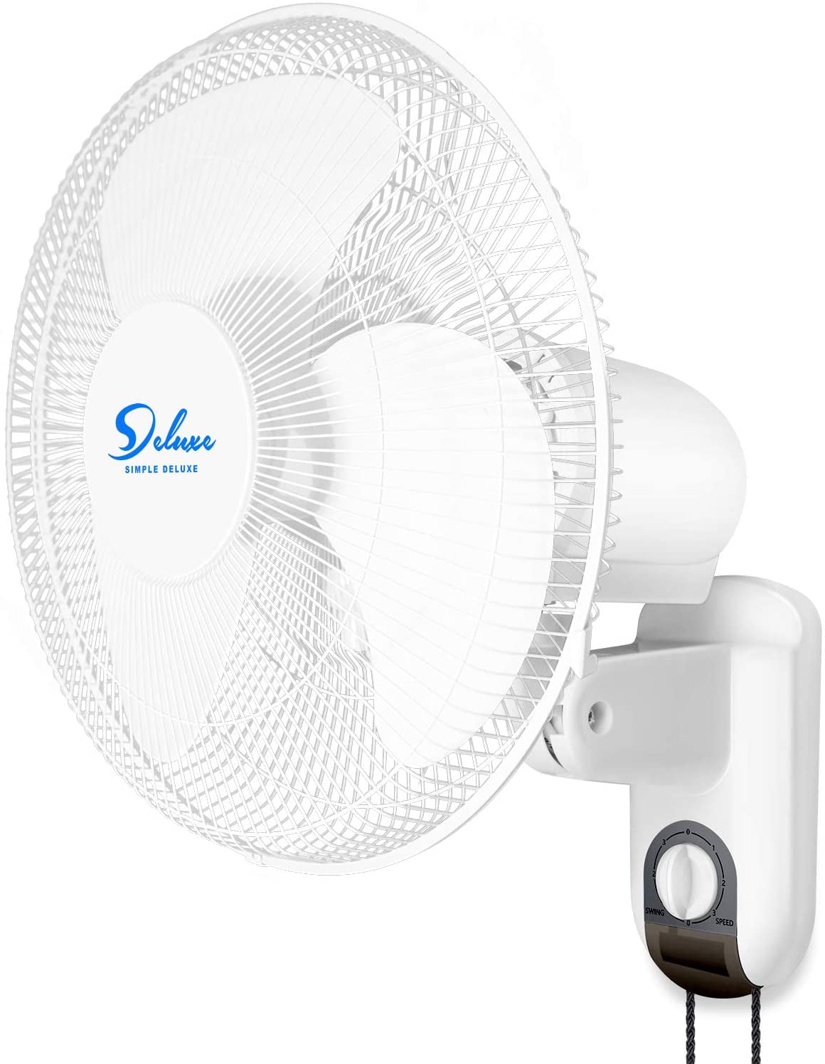 SUGIFT 16 Inch Wall Mount Fan Adjustable Tilt 90 Degree 3 Speed Settings, White