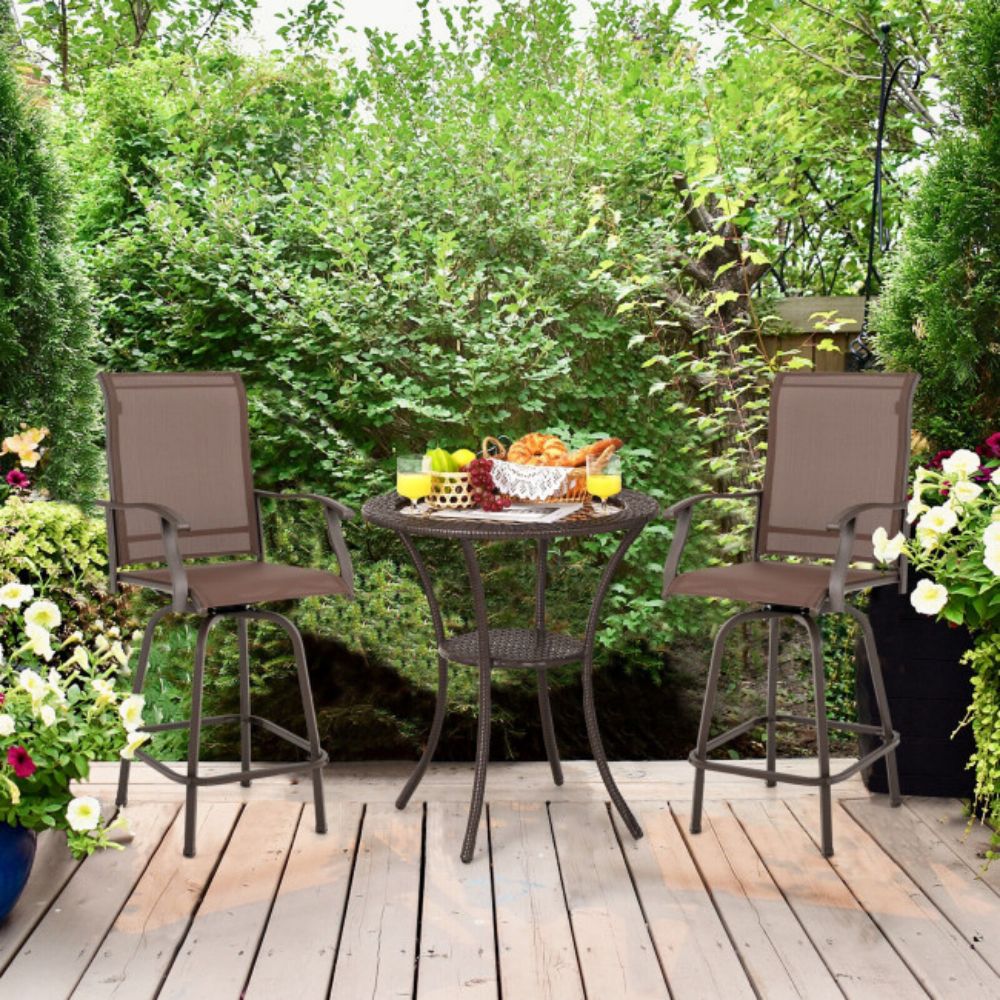 2-Piece Metal 360¡ã Rotation Swivel Outdoor Bar Stool Set