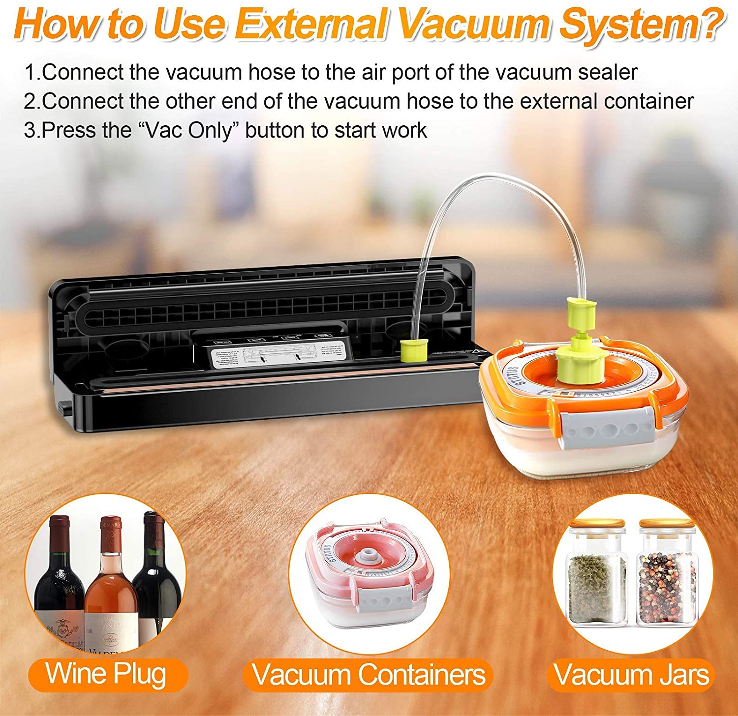 SUGIFT Vacuum Sealer Machine with Suction Hose and 15 Vacuum Bags Included