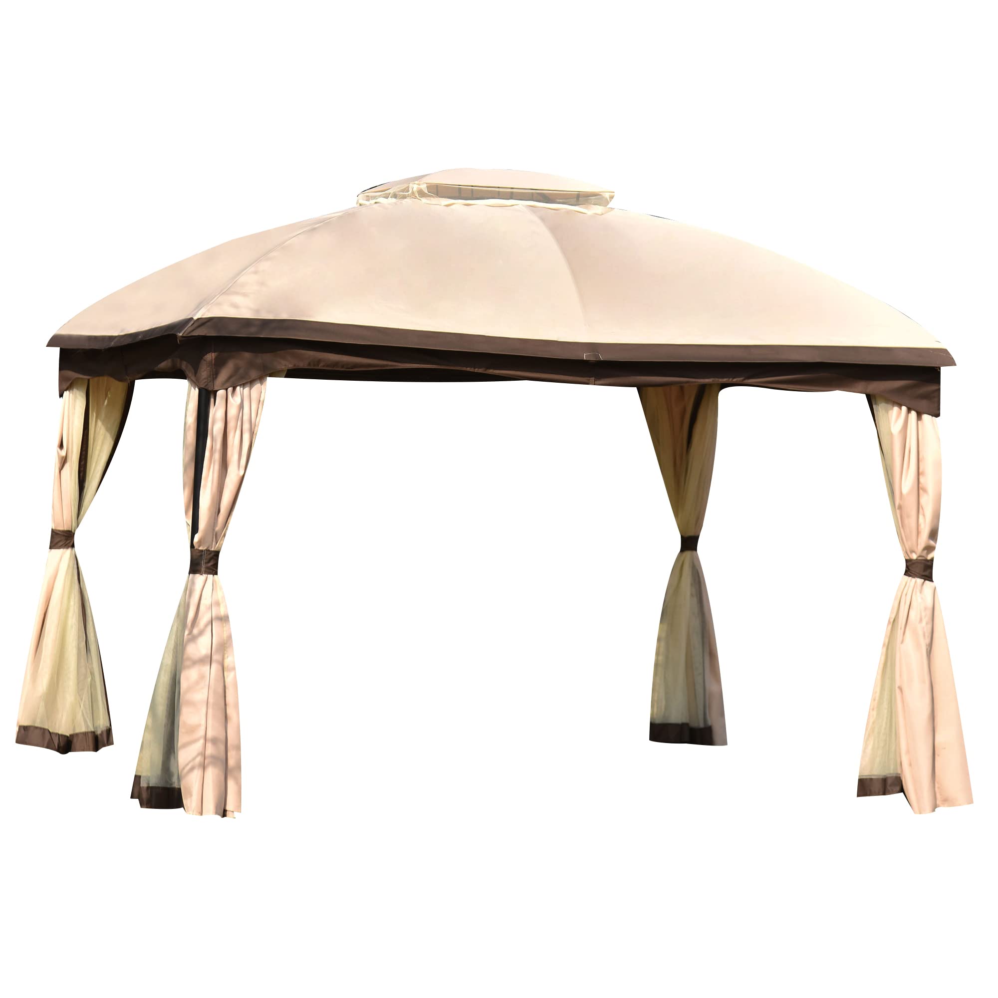 SUFGIFT 9.8 ft. x 11.8 ft. Outdoor Patio Gazebo Canopy Tent With Ventilated Double Roof And Mosquito net