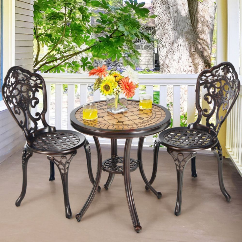 3-Piece Outdoor All-Weather Cast Aluminum Patio Bistro Set