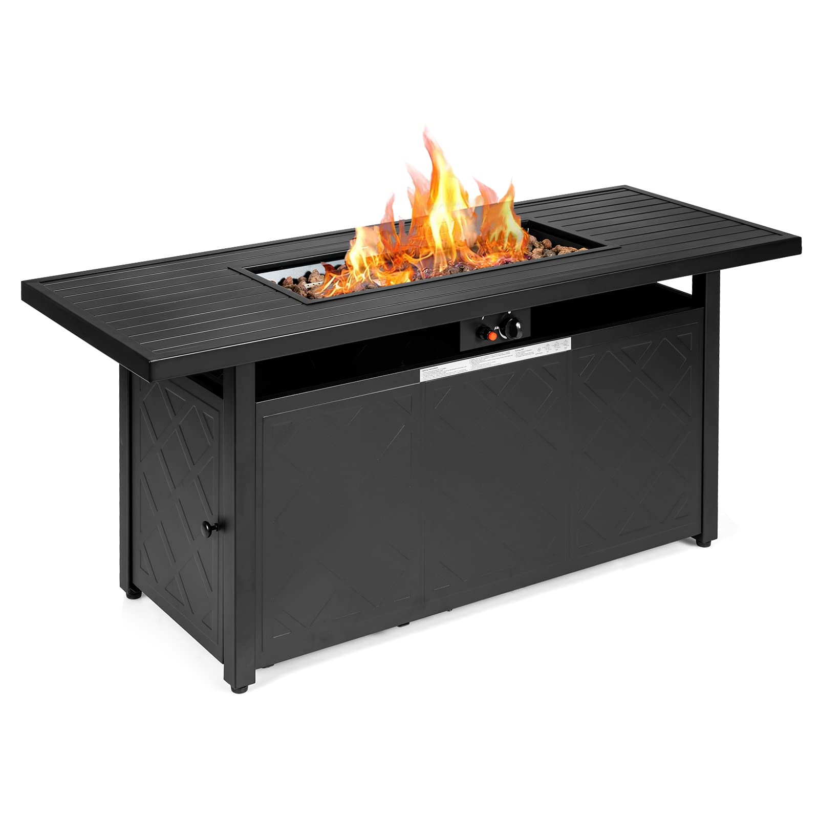 57 in. Rectangular Metal Propane Gas Fire Pit 50000 Btu Outdoor Fire Pit Table