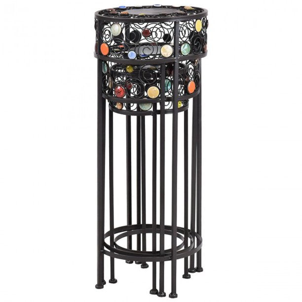 SUGIFT Plant Stand Storage 3 Pieces Round Display Ceramic Beads Metal Plant Stand