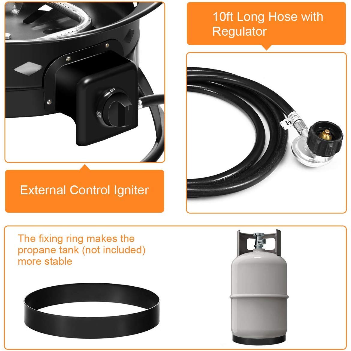 Portable Propane Gas Fire Pit with Cover and Carry Kit