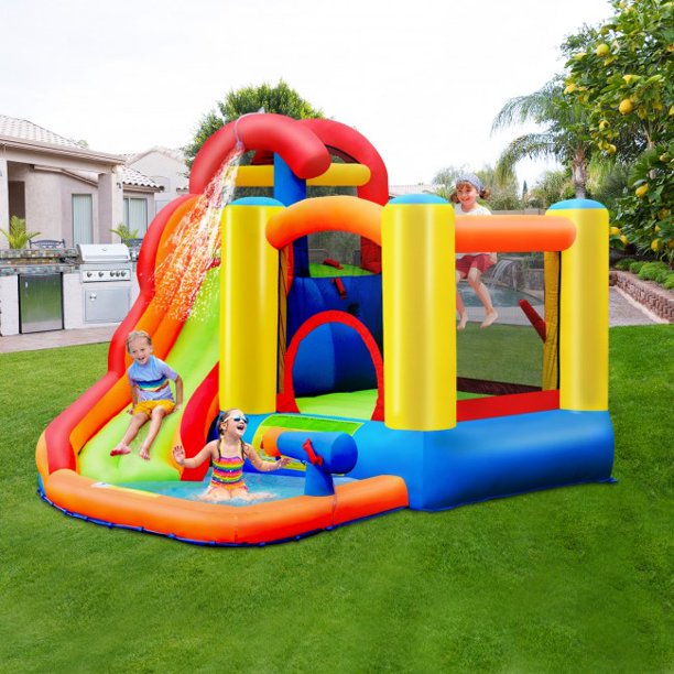 SUGIFT Inflatable Water Slide Bounce House with Pool and Cannon Without Blower