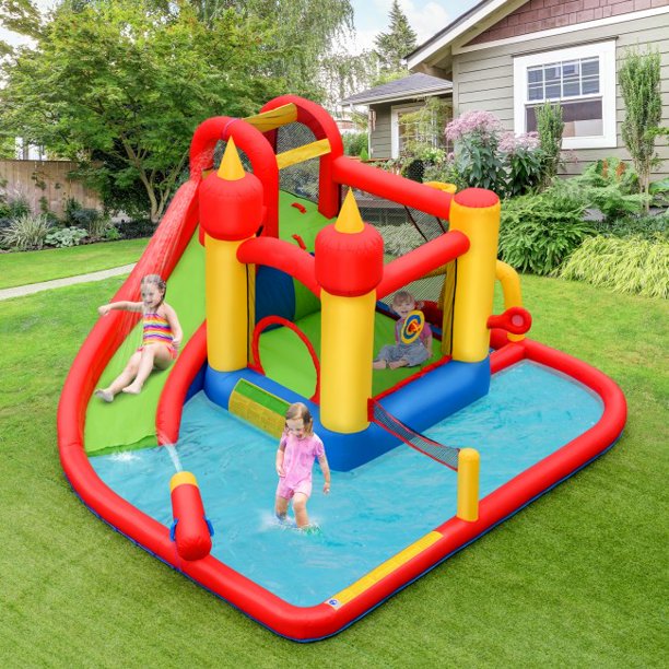 14 ft Inflatable Bounce House Blow Up Water Slide Bounce House with 740 W Blower