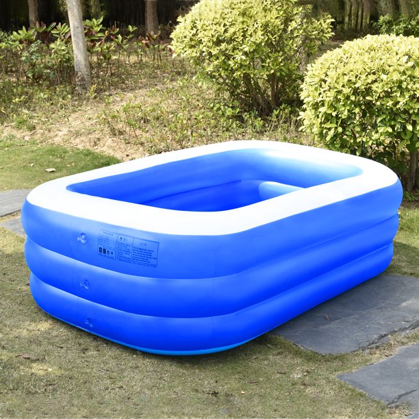 SUGIFT Inflatable Swimming Pool Three-layer Printing, Family Above Ground PVC Outdoor Toy Pool for Kids, Babies, Adults, 82.6inW*55inD*25.5inH