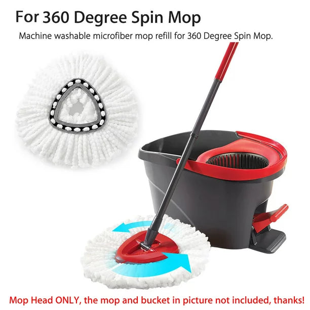SUGIFT 4 Pack Microfiber Mop Head 360 Degree Rotating Magic Mop Replacement Mop Head