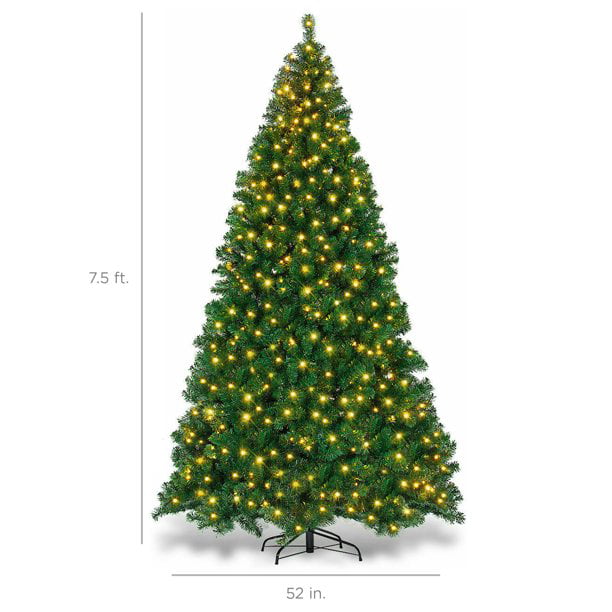 SUGIFT Pre-Lit Artificial Christmas Tree 7.5ft with 450 Clear Incandescent Mini Lights, Green