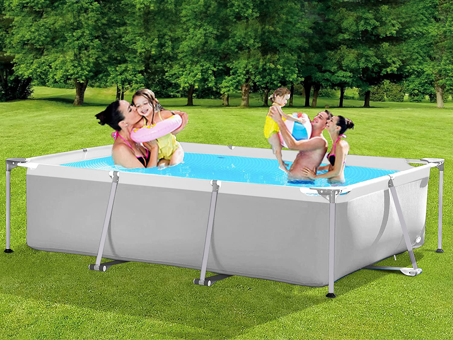 Above Ground Swimming Pool 10 ft x 6.8 ft Outdoor Rectangular Metal Fr –  SUGIFT