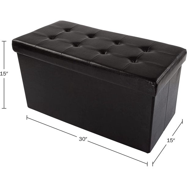 Ottoman-Faux-Leather Rectangular Storage Bench, Works as Foot Rest for Easy Room Organization Home-Complete
