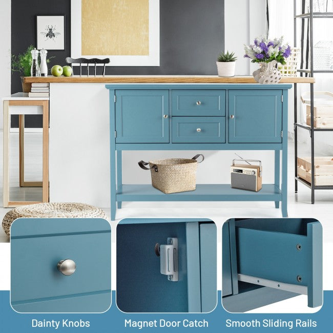 SUGIFT Sideboard Buffet Table Wooden Console Table with Drawers & Cabinets,Blue