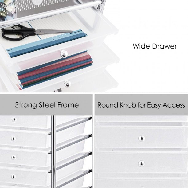 SUGIFT 10 Drawer Rolling Storage Cart Organizer