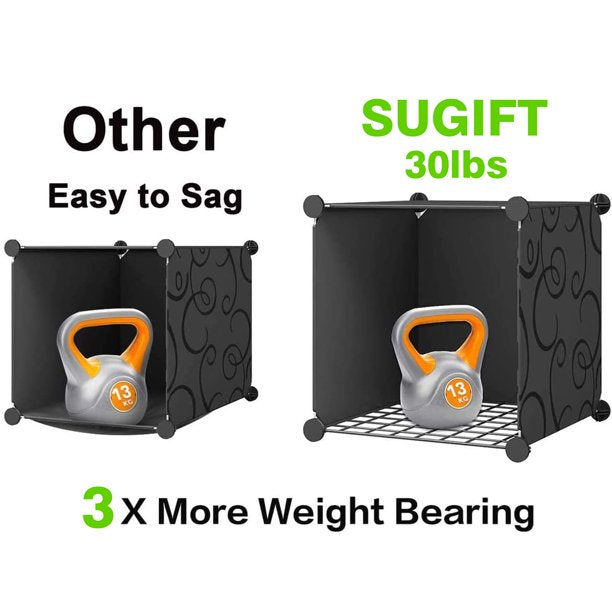SUGIFT Cube Storage 12-Cube Bookshelf Closet Organizer Storage Shelves Shelf Cubes Organizer DIY Square Closet Cabinet Shelves, Black